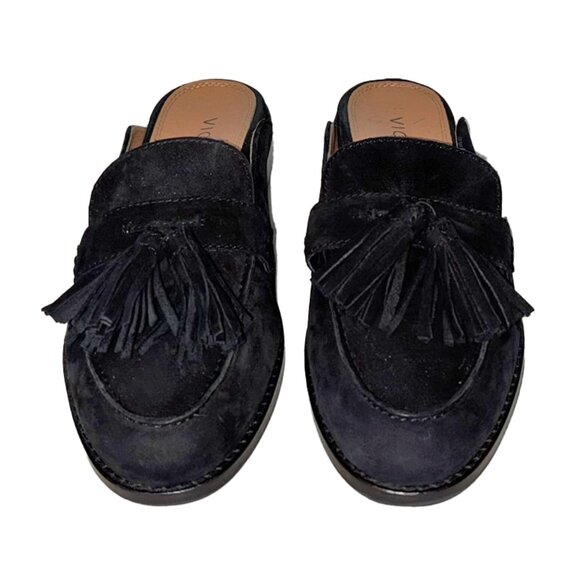 Vionic Reagan Black Suede Tasseled Mules / Loafers - Size 8 - Picture 2 of 6